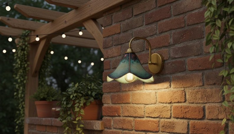 Double Shade Verdigris Brass Wall Sconce