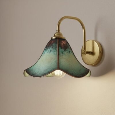 Double Shade Verdigris Brass Wall Sconce