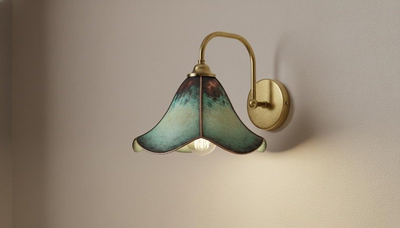 Double Shade Verdigris Brass Wall Sconce