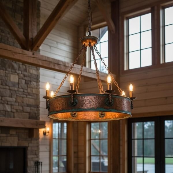 brass13 (6) Aged Verdigris Copper Halo Chandelier