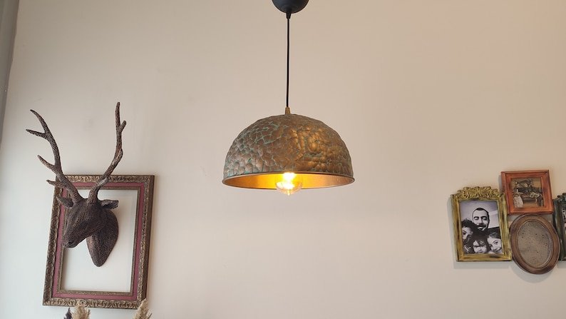 Golden Hammered Brass Pendant