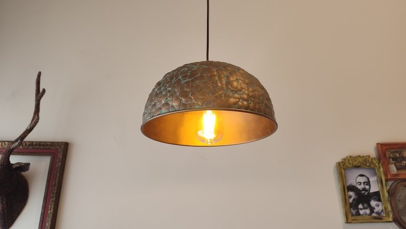 Golden Hammered Brass Pendant