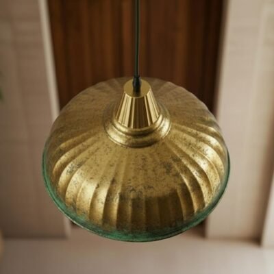 brass14 (6) Brass & Verdigris Ribbed Dome Pendant Light
