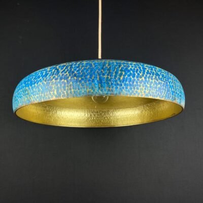 Blue Hammered Brass Pendant Light