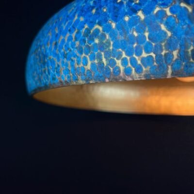 Blue Hammered Brass Pendant Light