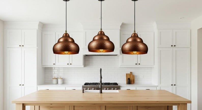 Handmade Hammered Copper Dome Pendant Light