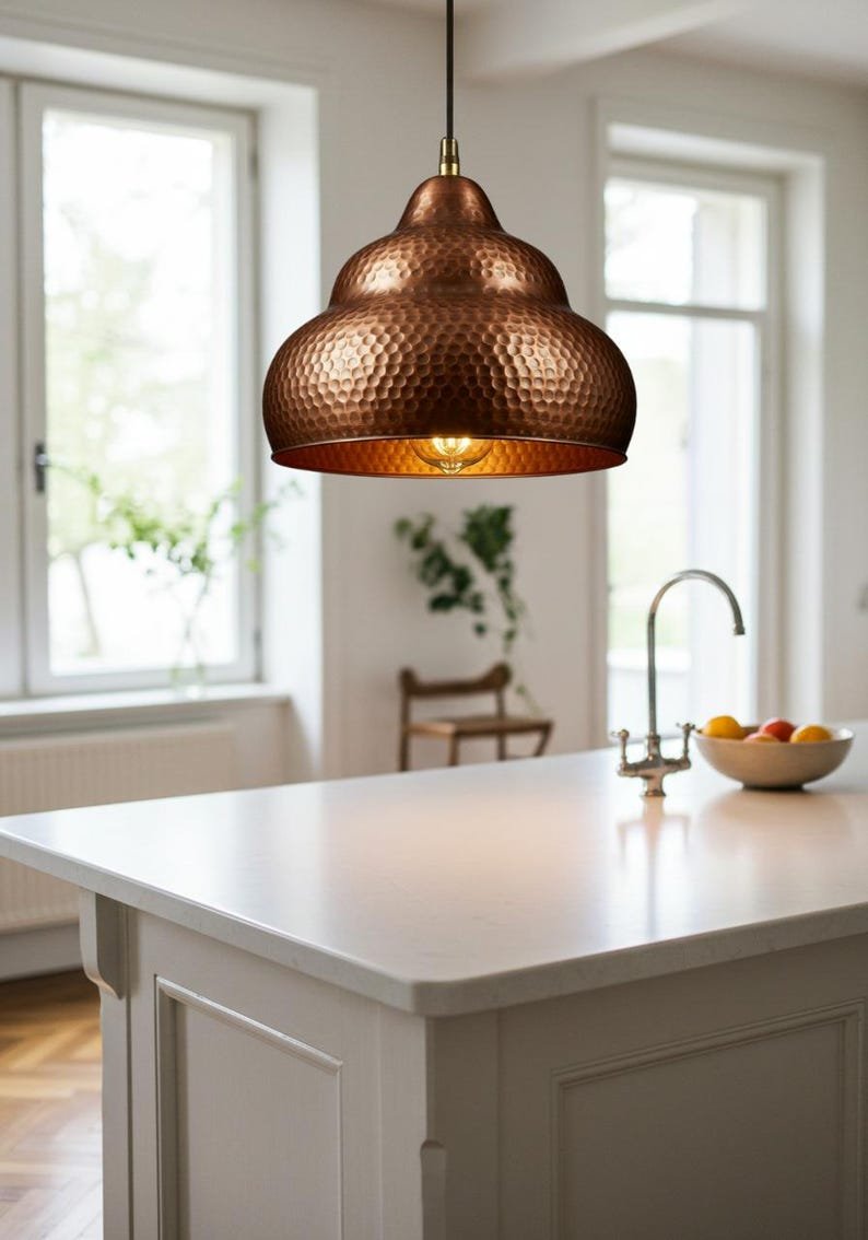 Handmade Hammered Copper Dome Pendant Light
