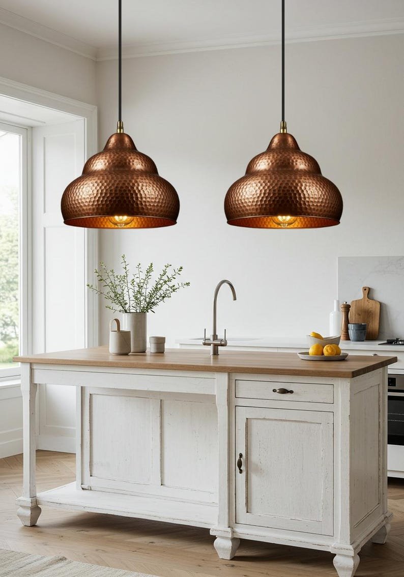 Handmade Hammered Copper Dome Pendant Light