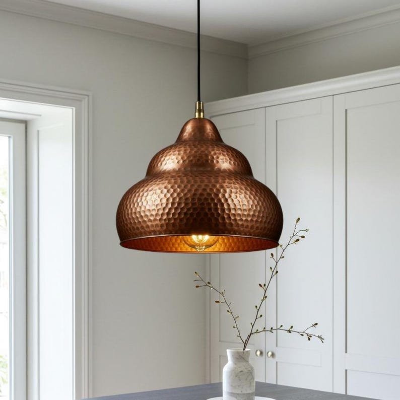 Handmade Hammered Copper Dome Pendant Light