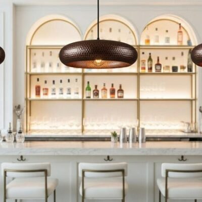 Hammered Copper Ring Pendant Light