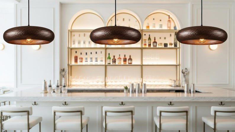 Hammered Copper Ring Pendant Light