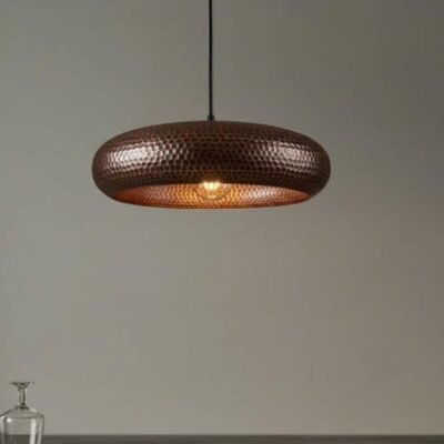 Hammered Copper Ring Pendant Light