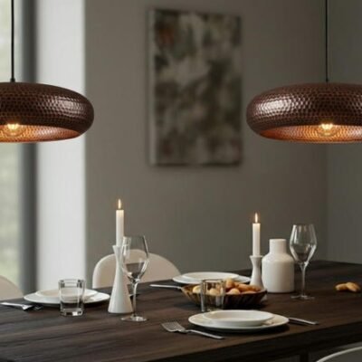 Hammered Copper Ring Pendant Light