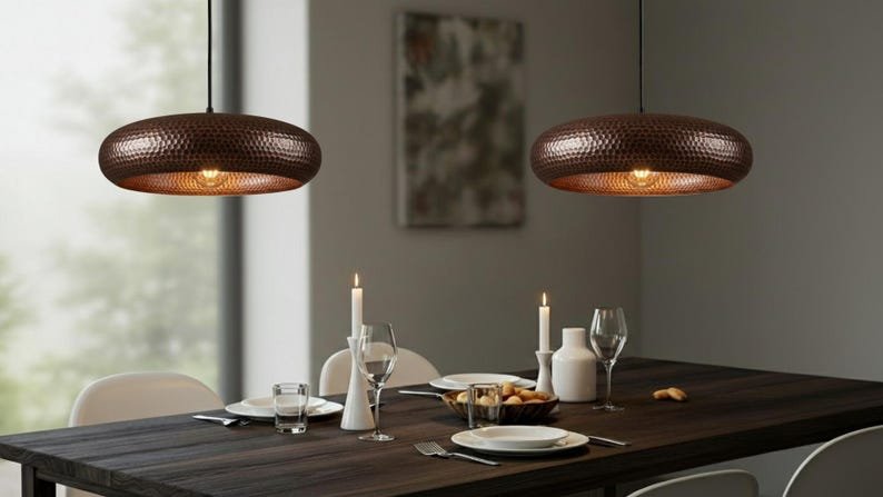 Hammered Copper Ring Pendant Light
