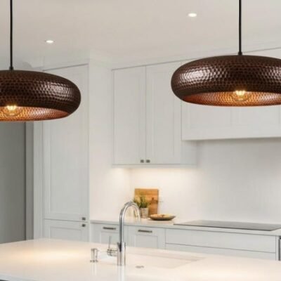 Hammered Copper Ring Pendant Light