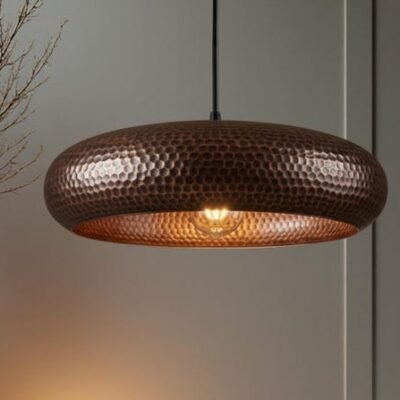 Hammered Copper Ring Pendant Light