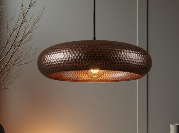 Hammered Copper Ring Pendant Light