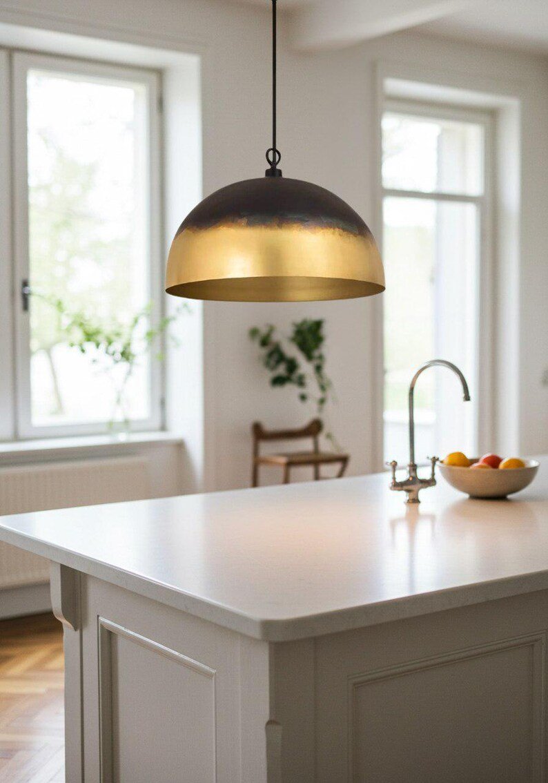 Modern Brass Ombre Dome Pendant Light