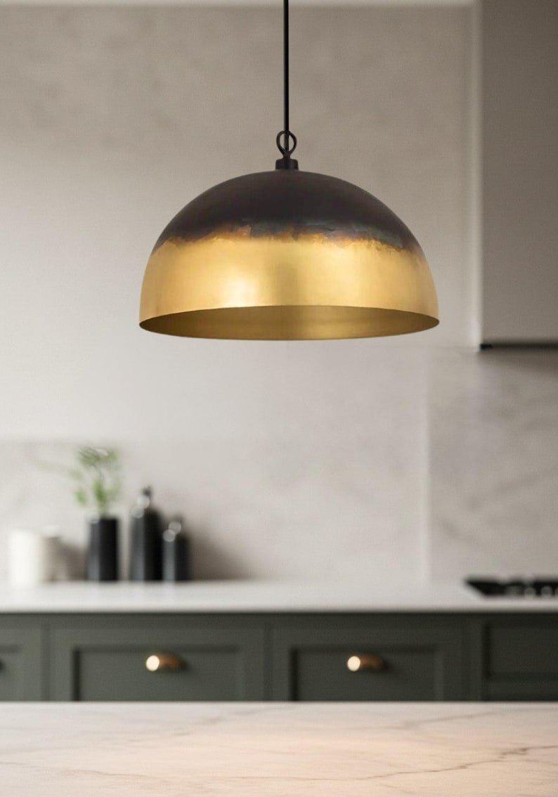 Modern Brass Ombre Dome Pendant Light