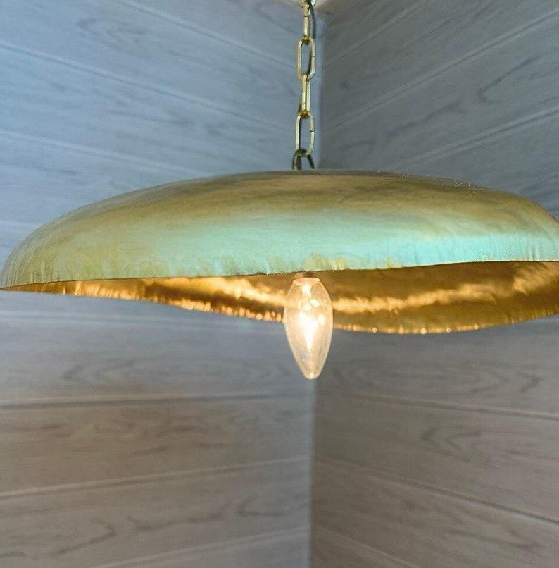 Handmade Flat Brass Pendant Light