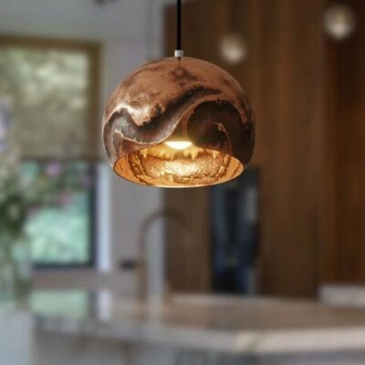 brass6 (1) Patina Copper Globe Pendant Light