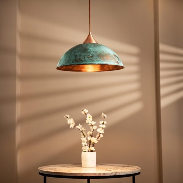 brass6 (1) Patina Green Copper Pendant Light