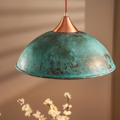 brass6 (2) Patina Green Copper Pendant Light