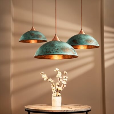 brass6 (3) Patina Green Copper Pendant Light
