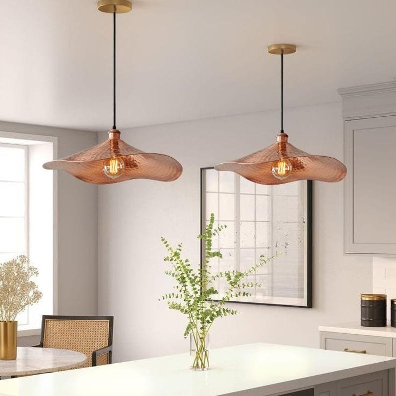 Hammered Copper Wave Pendant Light