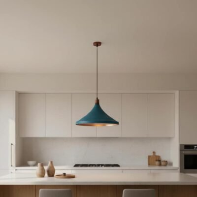 Turquoise & Brass Cone Pendant Light