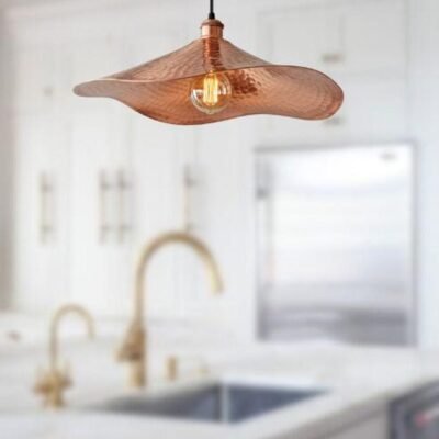 Hammered Copper Wave Pendant Light