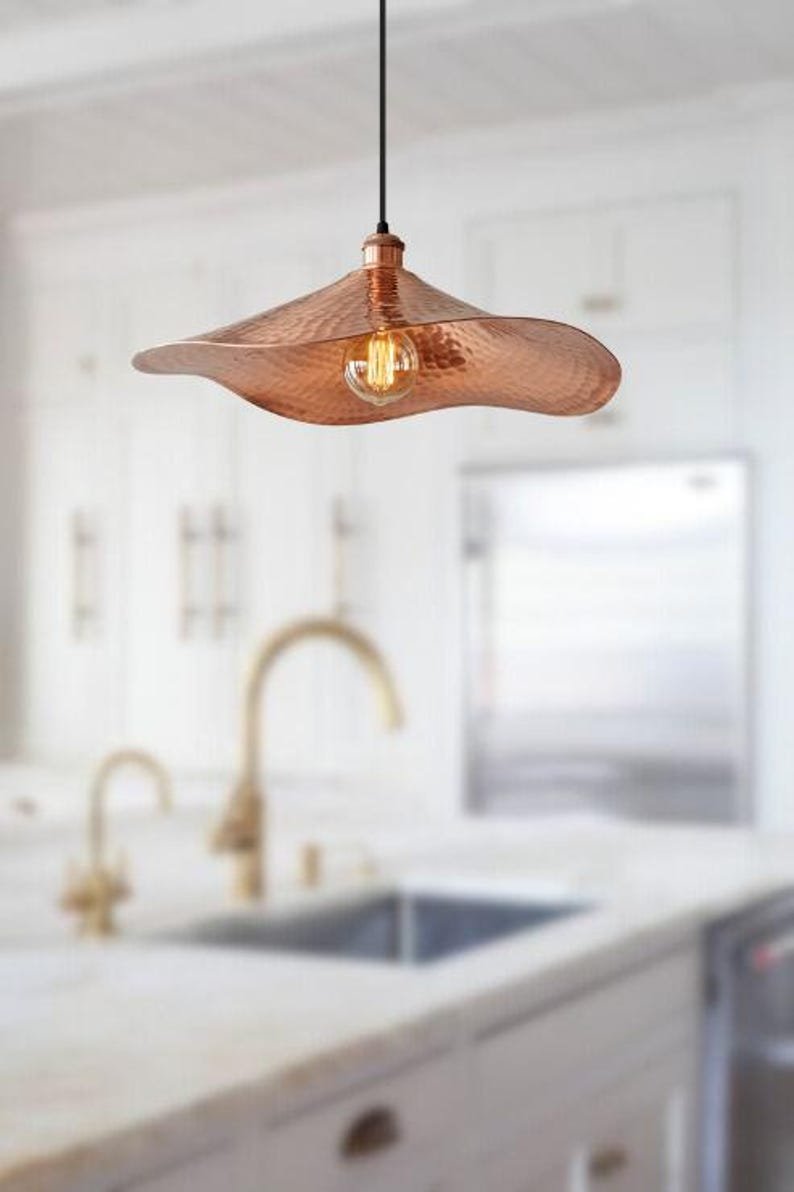 Hammered Copper Wave Pendant Light
