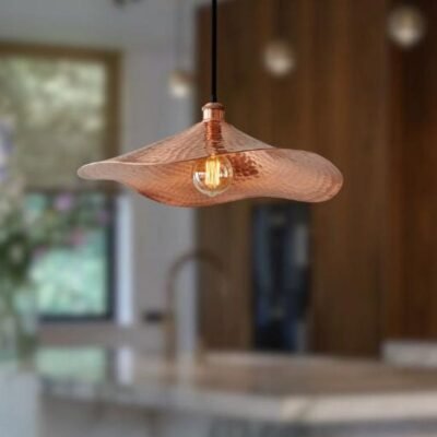 Hammered Copper Wave Pendant Light