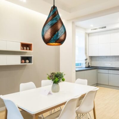 Twisted Verdigris Copper Pendant Light