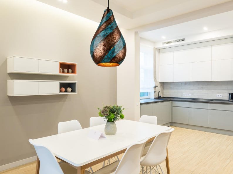 Twisted Verdigris Copper Pendant Light