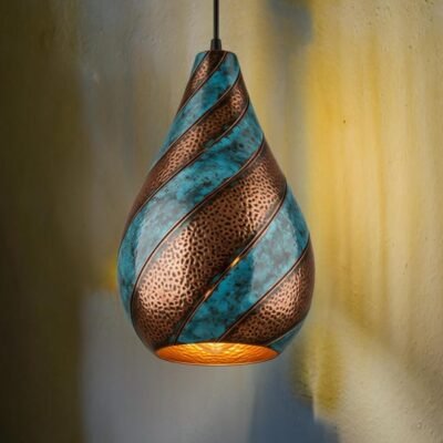 Twisted Verdigris Copper Pendant Light