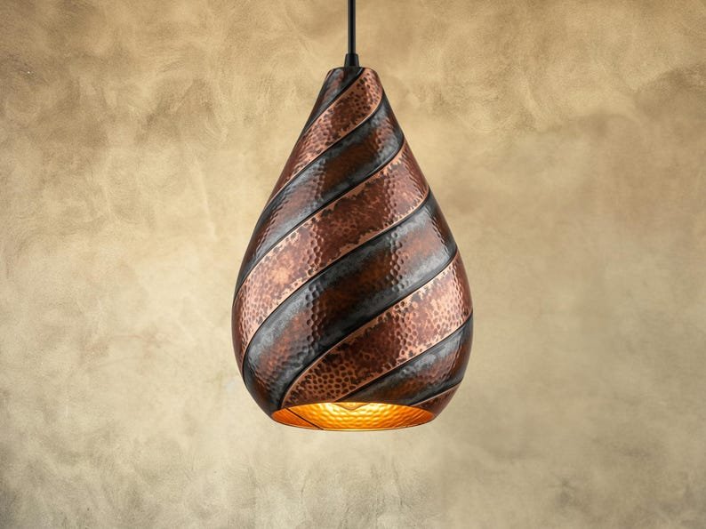 brass9 (2) Twisted Hammered Copper Pendant Light