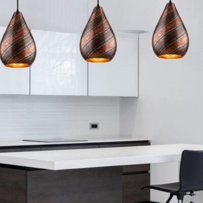 brass9 (3) Twisted Hammered Copper Pendant Light