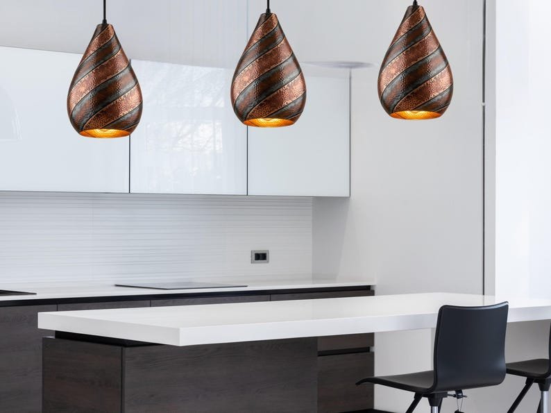 brass9 (3) Twisted Hammered Copper Pendant Light
