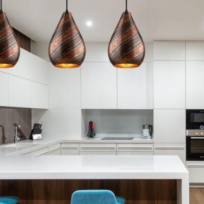 brass9 (4) Twisted Hammered Copper Pendant Light