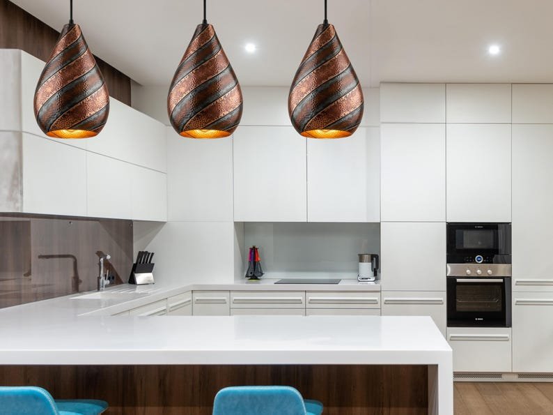 brass9 (4) Twisted Hammered Copper Pendant Light