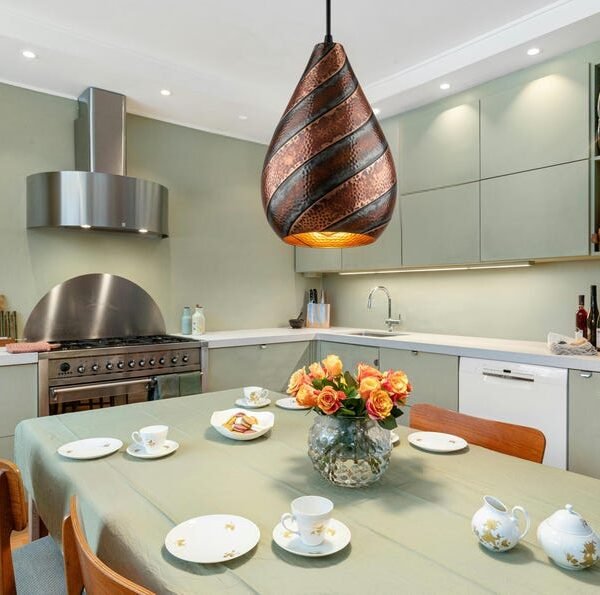 brass9 (6) Twisted Hammered Copper Pendant Light