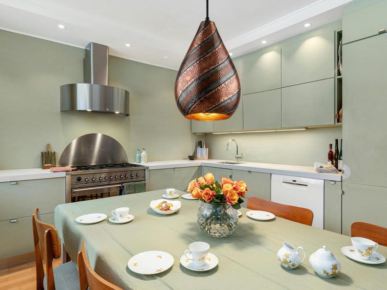 brass9 (6) Twisted Hammered Copper Pendant Light