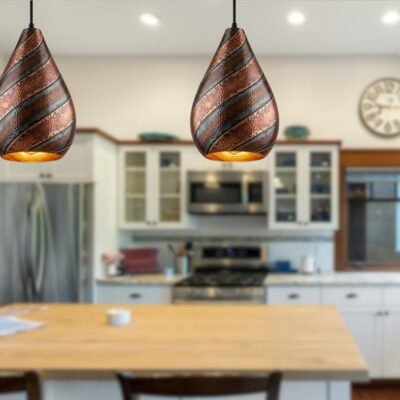 brass9 (7) Twisted Hammered Copper Pendant Light