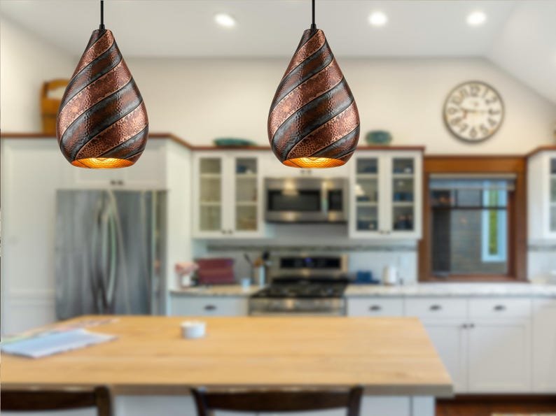 brass9 (7) Twisted Hammered Copper Pendant Light
