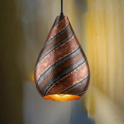brass9 (8) Twisted Hammered Copper Pendant Light