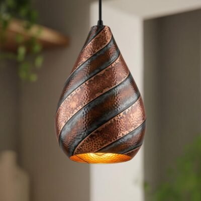 brass9 (9) Twisted Hammered Copper Pendant Light