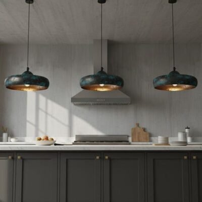brssa9 (2) Verdigris Patina Pendant Light