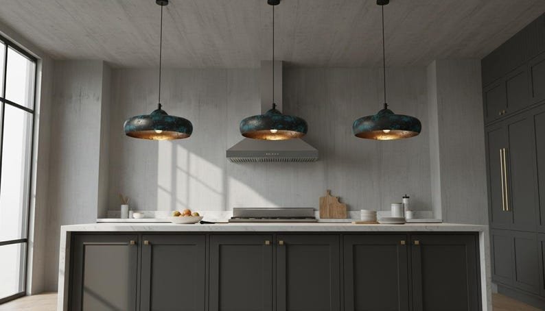 brssa9 (2) Verdigris Patina Pendant Light