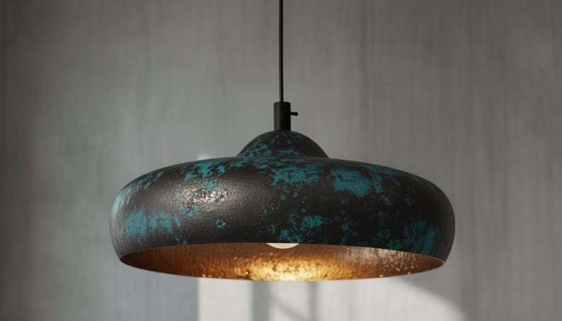 brssa9 (3) Verdigris Patina Pendant Light